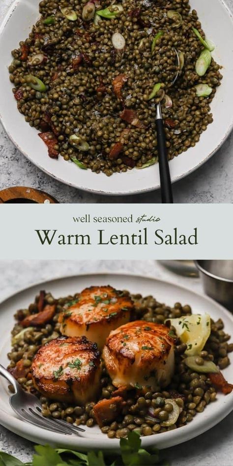 Warm Lentil Salad Recipes, Warm Lentil Salad, French Lentil Recipes, Black Lentil Recipes, Cold Lentil Salad, French Cousine, French Lentil Salad, Green Lentil Recipes, Salad With Lentils