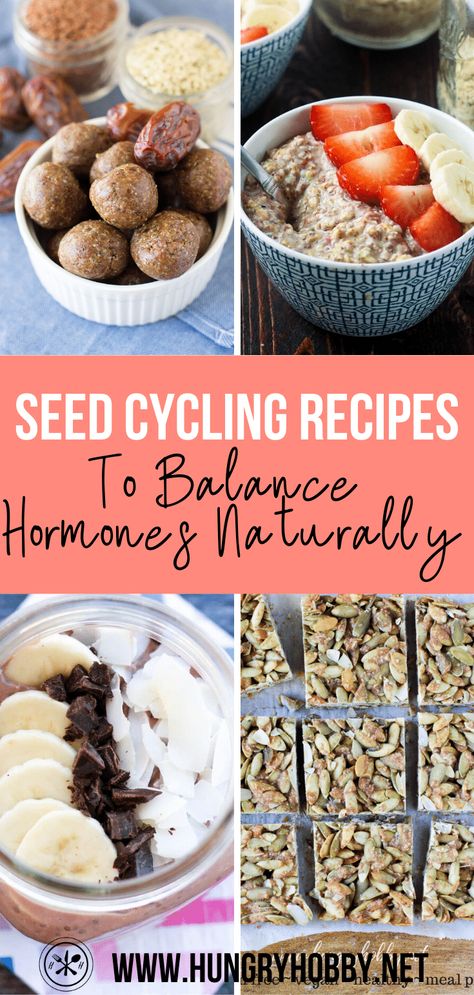 These seed cycling recipes are packed with hormone balancing powerhouse seeds like chia, flax, hemp, sesame, sunflower, and pumpkin seeds. Seed Cycling Recipes, Hemp Seed Recipes, Quinoa Breakfast Bars, Sesame Seeds Recipes, Seed Cycling, Healthy Food Guide, Sweet Potato Protein, Flax Seed Recipes, Lost 100 Pounds