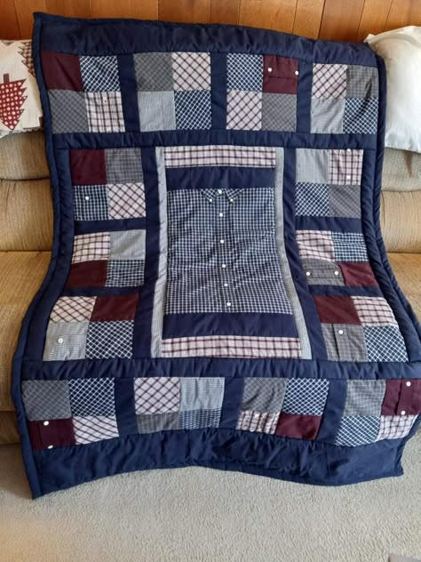 Quilt Patterns For Men Easy, Men Quilts, Quilts Made From Mens Dress Shirts, Mens Quilts Ideas, Quilts Made From Mens Shirts, Quilts For Men, Memory Quilts From Clothes Men Patterns, Memory Quilts, Masculine Quilt Patterns