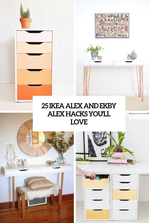 ikea alex hack - Google Search Ikea Alex Upgrade, Ekby Alex Ikea, Ekby Alex Hack, Ikea Alex Drawers Hack, Ekby Alex Shelf, Ikea Inspirations, Ikea Alex Desk, Decoupage Drawers, Contemporary Home Offices