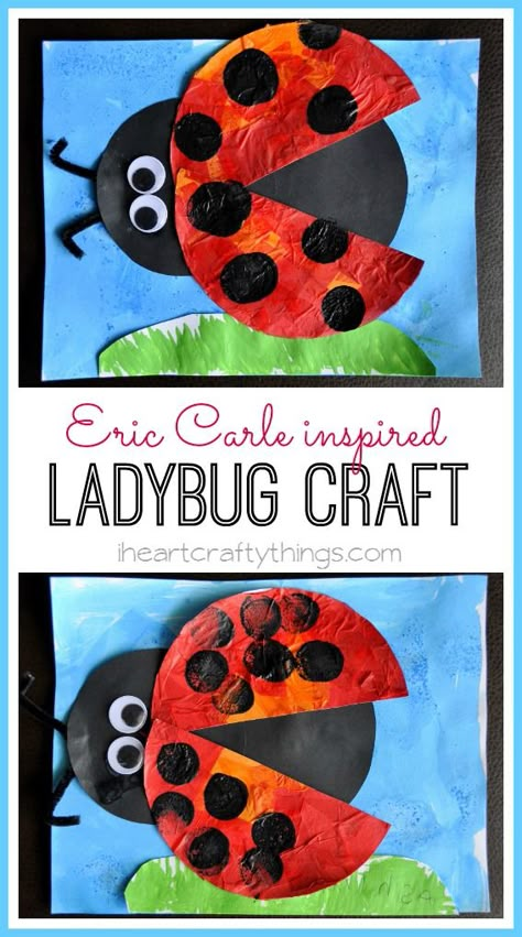 Beautiful Lady Bug Craft for kids inspired by Eric Carle's book The Grouchy Ladybug. Fun preschool kids craft from iheartcraftythings.com. Eric Carle Grouchy Ladybug Craft, Grouchy Ladybug Craft Preschool, Ladybug Preschool Art, The Grouchy Ladybug Crafts, Preschool Ladybug Craft, The Grouchy Ladybug Activities Preschool, Grouchy Ladybug Craft, Ladybug Crafts Preschool, Grouchy Ladybug Activities