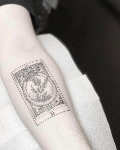 Tarot by Jonathan McKenzie at Origin Tattoo London: tattoos Reader Tattoo, The Reader Tarot Card, Aries Tarot, Tarot Card Tattoo, Tarot Tattoo, Prison Tattoos, Tattoo Minimal, Card Tattoo, Fine Line Tattoos