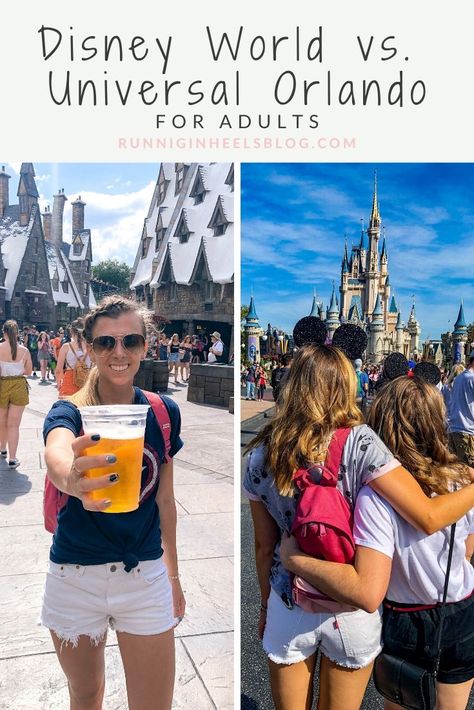 Disney World vs Universal Studios: Which is Best to Visit as an Adult Disney Vs Universal Studios, Universal Studios Food, Running In Heels, Book Restaurant, Disney Fireworks, Fireworks Show, Cinderella Castle, Islands Of Adventure, Which Is Better