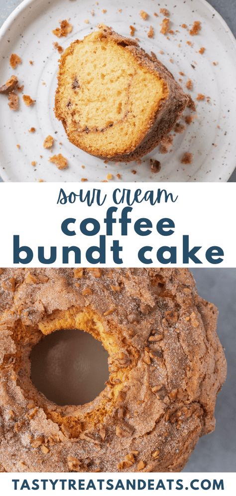 This Sour Cream Bundt Cake is the best treat. A Sour Cream Cinnamon Coffee Cake everyone will love. Sweet, rich and delicious! Sour Cream Coffee Bundt Cake, Sour Cream Coffee Cake Ina Garten, Cinnamon Sour Cream Bundt Cake, Cinnamon Streusel Cake Bundt, Ina Garden Sour Cream Coffee Cake, Bisquick Sour Cream Coffee Cake, Sour Cream Coffee Cake Recipe Easy, Bundt Cake Coffee Cake, Cinnamon Walnut Coffee Cake Recipe