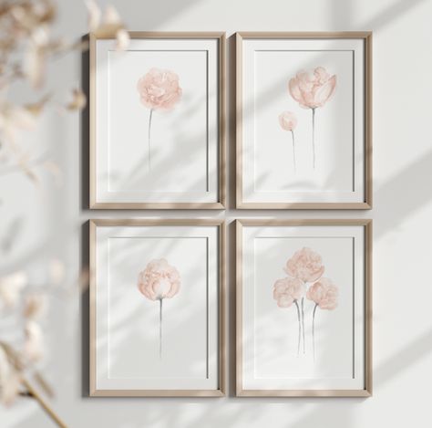 Light Pink Flower Painting, Peony Nursery Decor, Peonies Nursery, Light Pink Nursery, Peony Nursery, Watercolor Floral Nursery, Coral Art Print, Peony Wall Art, Blush Nursery