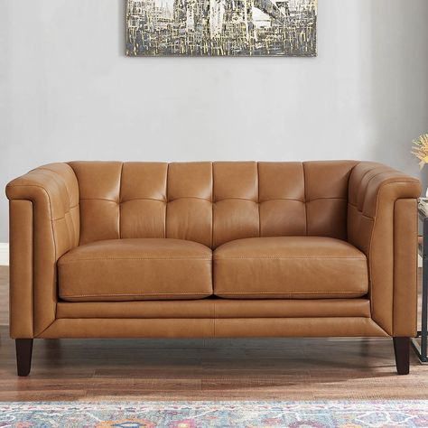 Leather Sofa And Loveseat, Top Grain Leather Sofa, Sofa And Loveseat Set, Leather Loveseat, Top Grain Leather, Room Set, Mid Century Modern Design, Living Room Seating, Living Room Sets