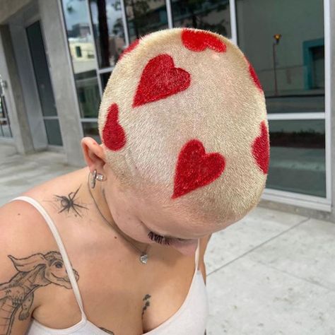 Instagram post by JACKIE BIEBER • May 13, 2020 at 4:23am UTC Shaved Head Designs, Shaved Hair Designs, Buzzed Hair, Shave My Head, Bald Hair, Funky Hairstyles, Heart Hair, Shaved Head, Hair Reference