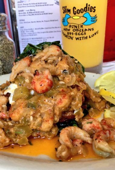 Atchafalaya Benedict: Cajun on a Biscuit - Flip Flop Foodies Catfish Atchafalaya Recipe, Fried Catfish Brunch, Crabcake Benedict, Catfish Atchafalaya, Crawfish Étouffée, Blackened Catfish, Catfish Po'boy Sandwich, Crawfish Etouffee, Brunch Dishes