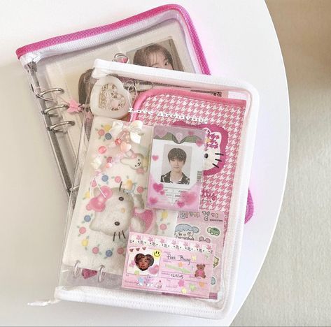 Girly Hobbies, Clear Binder, Binder Deco, Binder Decoration, Photocard Binder, Kpop Deco, Binder Journals, Pretty Journals, Cute Journals