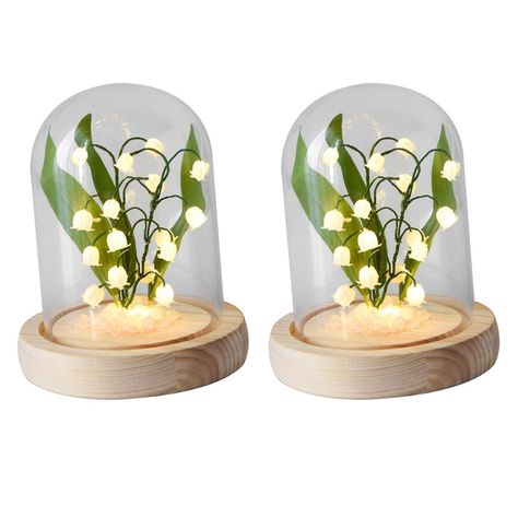 Store Home 丨 Crafts 丨 Home, Furniture & DIY 丨 Sporting Goods 丨 Baby 丨 Jewellery & Watches 丨 Pet Supplies 2x Flowers Night Light Handmade DIY Dome Birthday Gift Description: Beautiful Designed: Lily of The Valley, LED warm light flowers. A perfect centerpiece decoration for creating a romantic night for you. DIY Night Light: This Bedside Lamp need DIY by yourself, you will happy. Table Lamp: Beautiful decorative wooden base and dome table lamp. Application: Great for bedside, living rooms, Hallwa Lily Of The Valley Lamp, Diy Lampe, Bedroom Ambiance, Lily Of The Valley Flowers, Valley Flowers, Decoration Birthday, Desktop Decor, Flower Lights, Diy Lamp