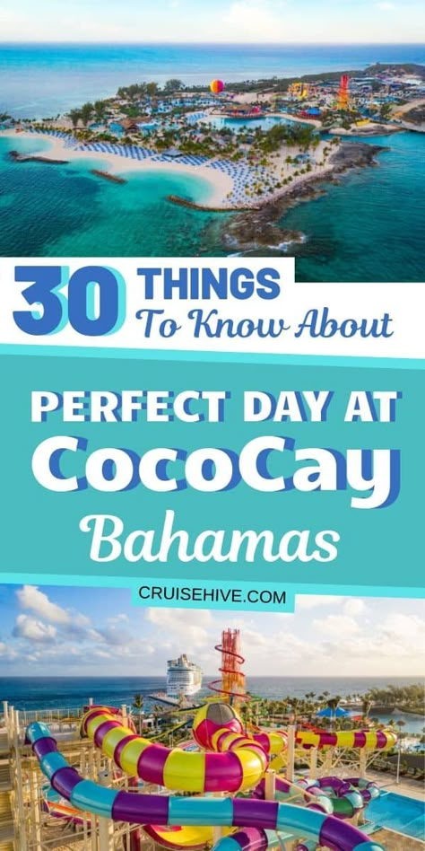 Here is the absolute guide on things to know about Perfect Day at CocoCay, Bahamas which is a private cruise island destination owned by Royal Caribbean. via @cruisehive Cococay Bahamas, Perfect Day At Cococay, Cruise Tips Royal Caribbean, Royal Carribean Cruise, Royal Caribbean Cruise Lines, Freedom Of The Seas, Symphony Of The Seas, Royal Caribbean Ships, Harmony Of The Seas