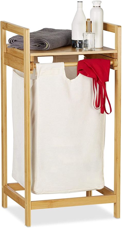 Bathroom Laundry Hamper, Laundry Hamper Storage, Laundry Box, Clothes Dividers, Compact Laundry, Country Modern Home, Laundry Room Shelves, Bamboo Bathroom, Hamper Storage