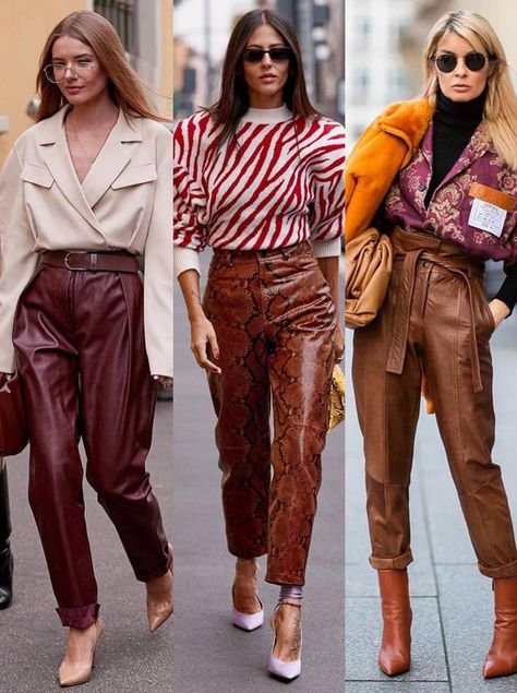 Outfit Pantalon Vino, Brown Leather Pants Outfit, Classy Leather Pants, Brown Leather Pants, Leather Pants Outfit, Winter Outfit Inspiration, Fashion Days, Brown Outfit, Layering Outfits