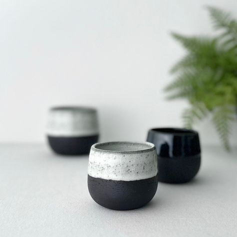 Unique Handmade Black White Cup, Handcrafted White Black Coffee Mug, Double Espresso Coffee Cup, Black. Clay Mug, 2oz, 3oz, 6oz, 8oz, 10oz - Etsy Sala Yoga, Clay Mug, Coffee Shot, Pottery Inspo, Shot Cups, Double Espresso, Ceramic Tea Cup, Clay Mugs, Glaze Ceramics