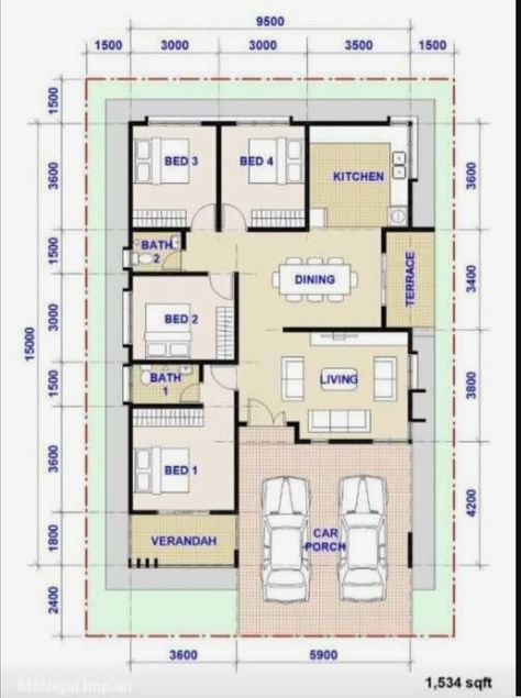 Bungalow House Floor Plans, Drawing House Plans, Small House Blueprints, Map Ideas, 2bhk House Plan, Bungalow Style House Plans, Little House Plans, Building Plans House, Building House Plans Designs