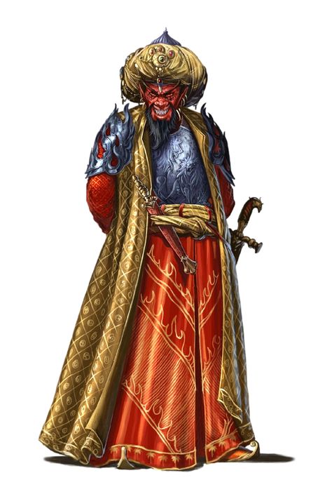 Grand Vizier Abdul-Qawi - Noble Efreet of the City of Brass - Ruins Of Azlant - Pathfinder PFRPG DND D&D 3.5 5th ed d20 fantasy 3 Wishes, Heroic Fantasy, Pathfinder Rpg, Dnd Monsters, Fantasy Races, Fantasy Setting, Fantasy Monster, High Fantasy, Fantasy Rpg