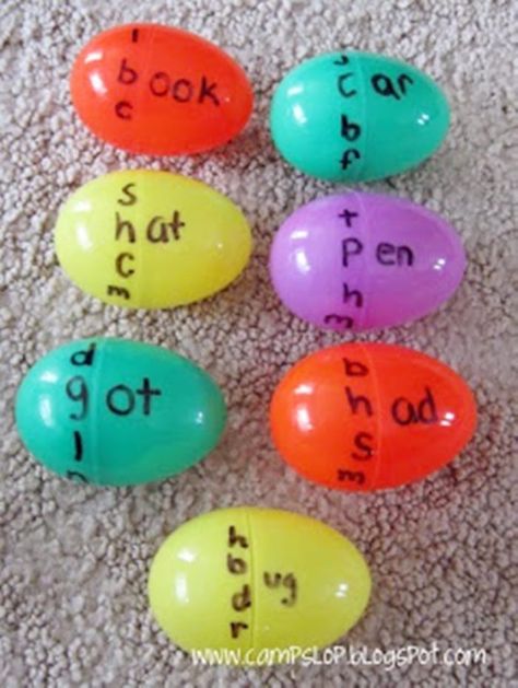 9 Lesson Plans for Your Leftover Easter Eggs - Word Families - Teach Junkie Phonological Awareness, Teaching Phonics, Kindergarten Literacy, Phonics Activities, Word Families, Reading Ideas, Literacy Activities, Teaching Reading, Kids Education