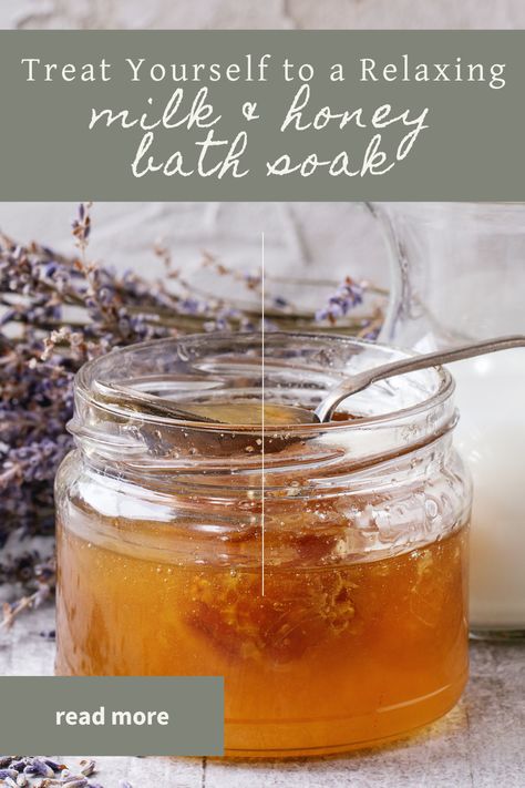 Why have milk and honey been cherished for centuries for their skincare benefits? Learn about the anti-inflammatory, moisturizing, and healing properties of these two ingredients and how they synergize when combined. Plus, get an easy-to-follow recipe for your own milk and honey bath soak. Milk And Honey Bath Soak, Honey Bath Soak, Milk And Honey Bath, Benefits Of Milk, Milk Bath Recipe, Bath Soak Recipe, Honey Bath, Homemade Facial Mask, Bath Recipes