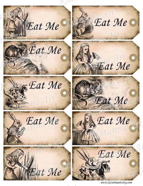 Alice in Wonderland Eat Me Tags Printable Recruitment Ideas, Alice In Wonderland Tea Party Birthday, Alice Tea Party, Mad Hatter Party, Alice In Wonderland Birthday, Alice In Wonderland Theme, Alice In Wonderland Tea Party, Eat Me, Mad Tea Party