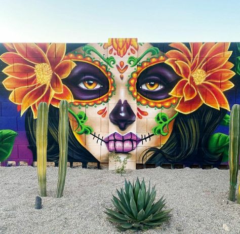 Mexican Graffiti Art, Mexican Mural Art, Mexican Murals, Mexican Street Art, Mexican Restaurant Design, Mexican Art Painting, Mexican Restaurant Decor, Garden Fence Art, Mexican Party Decorations