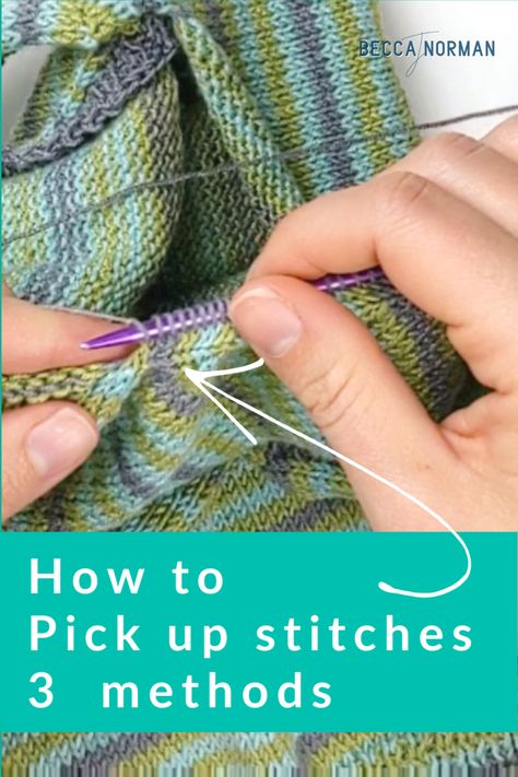 Knitting Pick Up Stitches, How To Pick Up Stitches Around Neck, Pick Up Stitches In Knitting, How To Pick Up Stitches In Knitting, Knit Finishing Edges, Picking Up Stitches In Knitting, Knit Neat Edges, How To Pick Up Stitches Around Neck In Knitting, How To Knit Neat Edges