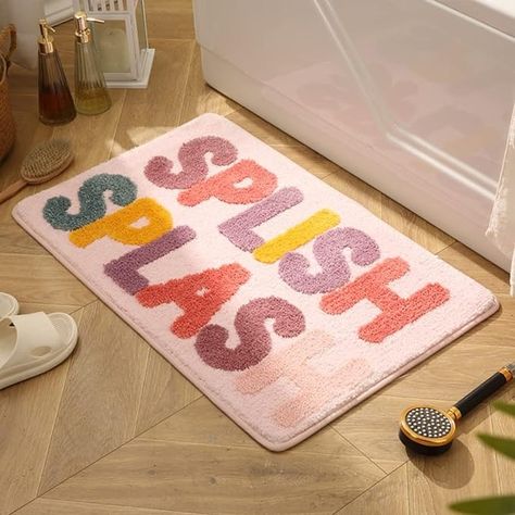 Amazon.com: mamrug Cute Pink Bath Mat Non Slip Soft Fluffy and Absorbent Microfiber Colourful Bathroom Mat,Floor Rug Splish Splash Funny Bathroom Rug Home Decor 16”x24” : Home & Kitchen Kids Bathroom Remodel, Colourful Bathroom, Kids Bath Mat, Pink Bath Mat, Funny Bathroom, Splish Splash, Kids Bathroom, Kids Bath, Bathroom Humor