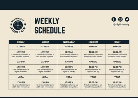 Gym Schedule Template, Gym Schedule, Sports Performance Training, Weekly Workout Schedule, Modern Gradient, Gym Challenge, Class Poster, Course Schedule, Friday Workout