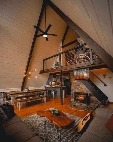 A Frame Fireplace, A Frame With Addition, A Frame Family Home, 2 A Frame Houses Connected, Luxury Aframe Cabin, A Frame Cabin With Addition, A Frame House Interior, A Frame Cabin Plans, Alpine House