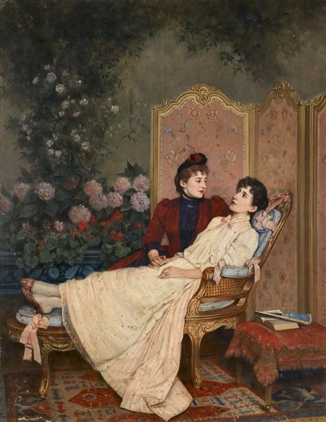 https://flic.kr/p/S4NG1c | toulmouche, auguste - Daydreams (Love's Token) | Auguste Toulmouche 1829-1890 Frankrijk Auguste Toulmouche, Vintage Lesbian, Lesbian Art, Queer Art, Victorian Art, Reference Poses, Classical Art, Historical Costume, French Art