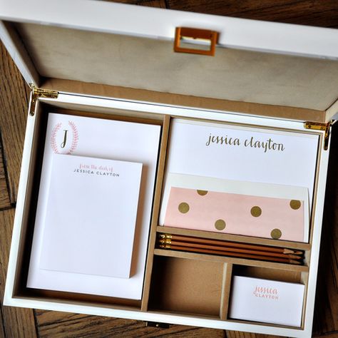 Stationery Desk, Letterpress Stationery, Personal Stationery, Stationary Gifts, Stationery Ideas, First Anniversary Gifts, Stationary Set, First Anniversary, Desk Set