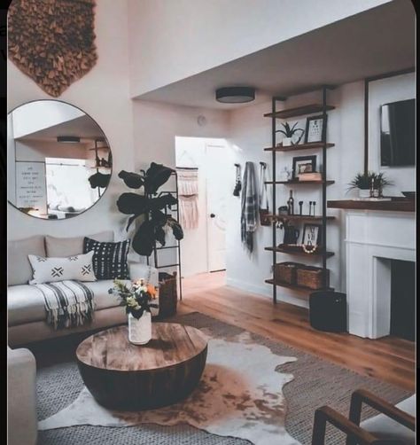 Cowhide Rug Living Room Modern, Cowhide Rug Living Room, Stylish Living Room Furniture, Living Room Aesthetic, Cowhide Rugs, Cowhide Rug, Rustic Living Room, Living Room Inspo, Decor Living Room