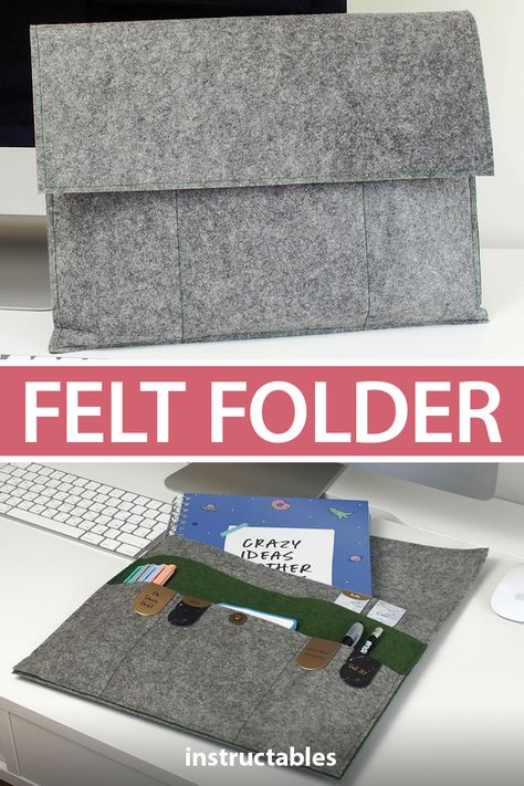 Fabric Folder Diy, Diy Padfolio, Diy Portfolio Folder Design, Felt Packaging, Pocket Folder Diy, Fabric Folder, Felt Pencil Case, Folder Diy, Felt Envelope