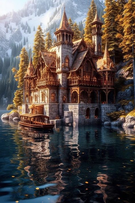 House Concept Art Interior, Medieval House Concept, Fantasy City Concept Art, Medieval House Concept Art, Dnd Castle, Fantasy House Concept Art, Fantasy House Concept, Castle Concept Art, House Concept Art