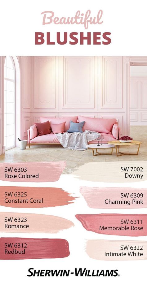 Stay rosy all day with this pink palette that’s a wonderful delight for your eyes. Using pink on your walls promot… | Bedroom colors, Pink paint colors, Room colors Intimate White, Pink Paint Colors, Mirror Wall Bedroom, Pink Palette, Soft Spot, Pink Paint, Pink Room, Big Girl Rooms, Bedroom Paint