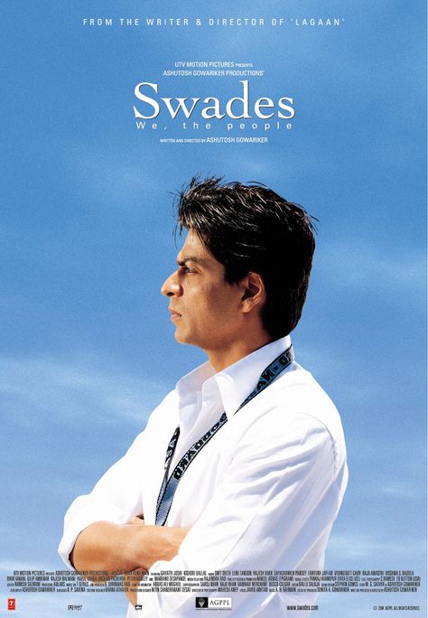 Bollywood Hero - Shahrukh Khan Movie Swades (2004) Bollywood Poster, Hindi Bollywood Movies, Patriotic Movies, Shah Rukh Khan Movies, Srk Movies, Latest Hindi Movies, Bollywood Posters, 17 December, Aamir Khan