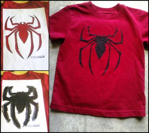 Spider Man Bleach Shirt, Diy Spider Man Shirt, Spiderman Diy Shirt, Diy Spiderman Shirt, Spiderman T Shirt Design, Shirt Painting Ideas Men, Fabric Paint Shirt Ideas, Spider Man Ideas, Marvel Activities