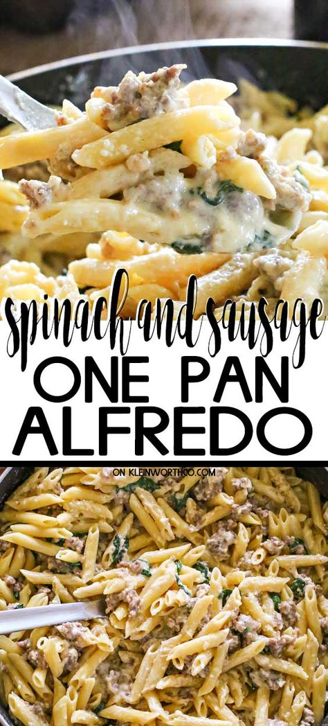 You CAN do holiday entertaining in less than one hour with easy family dinner ideas like this Spinach & Sausage One-Pan Alfredo. Simple & delicious! Easy Family Dinner Ideas, Spinach Sausage, Pan Pasta, Pan Dishes, Easy Family Dinner, Family Dinner Ideas, Savory Meals, Pot Dinners, Pan Recipes