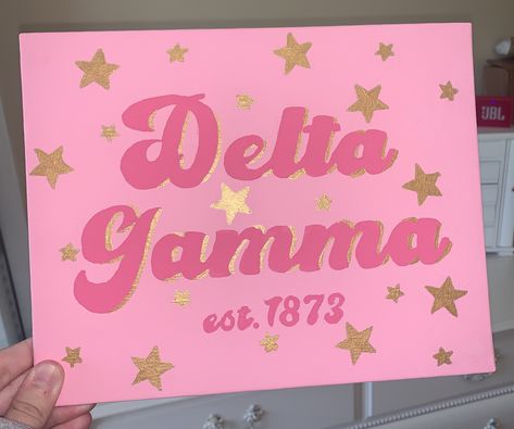 Big Lil Canvases, Delta Gamma Paintings Canvases, Sorority Art Canvases, Big Little Paintings Canvases, Pink Sorority Canvas, Delta Gamma Paintings, Canvas Painting Ideas Sorority, Dphie Canvases, Sigma Kappa Graphic