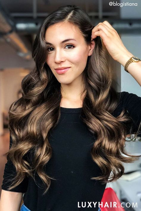 Big Voluminous Curls, Big Curls For Long Hair, Big Hair Curls, Curling Thick Hair, Curl Volume, Rambut Brunette, Wedding Hairstyles And Makeup, Hair Curl, Volume Curls