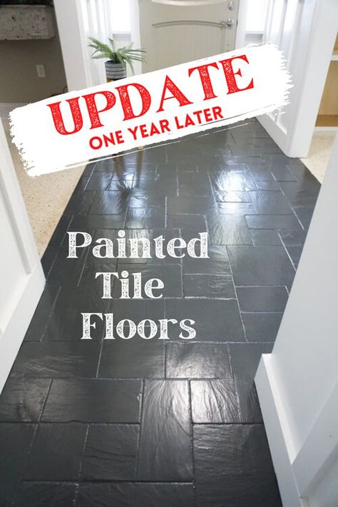 Painting And Stenciling Tile Floors, Slate Floor Renovation, How To Paint Ceramic Tile Floor Bathroom, Ceramic Tile Floor Makeover, Painted Tile Floor Stencil Patterns, Painting Tile Floor Black, Painted Black Bathroom Floor, Floor Stencil Ideas Tile, Beige Bathroom Floor Ideas