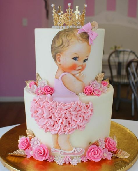 Baby Doll Cake, Baby Boy Christening Cake, Christening Cake Boy, Toddler Birthday Cakes, Cake Designs For Girl, Caked Up, Baby Shower Cakes Girl, Ballerina Cakes