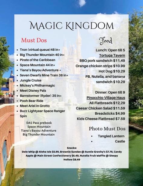 Magic Kingdom Quick Service, Disney World Itinerary, Disney Savings, Disney Bucket List, Disney World Tips, Disney Honeymoon, Disneyland Planning, Orlando Theme Parks, Disney World Vacation Planning