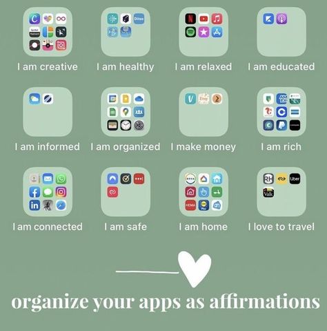 self improvement personal development self help personal growth Organize Apps Affirmations, Homescreen Productive, Self Care Homescreen, Instagram Leave A Note Ideas, Apps You Need On Your Phone, To My Future Self, Lucky Girl Syndrome, Iphone Organization, Get My Life Together