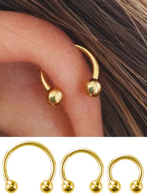 Yellow Gold  Collar  Stainless Steel   Embellished   Women's Fashion Jewelry Horseshoe Septum Ring, Gold Metal Pierced Septum Ring, Nose Septum Ring, Gold Metal Septum Ring, Surgical Steel/ Titanium Gold Double Nose Peircing Jewelry, Nickel-free Yellow Gold Hoop Septum Ring, Nose Septum, Horseshoe Ring, Women Body