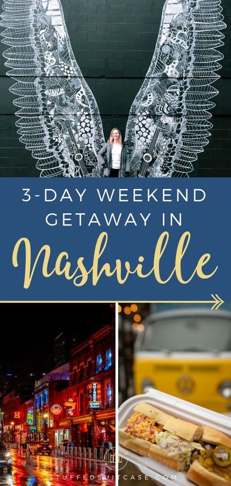 Best things to do Nashville TN on a  romantic 3-day weekend getaway - The Gulch wall mural, food tour restaurants, and Broadway nightlife To Do Nashville, Best Weekend Getaways, Romantic Weekend Getaways, Nashville Trip, Romantic Vacations, Food Tour, Romantic Weekend, Destination Voyage, Usa Travel Destinations