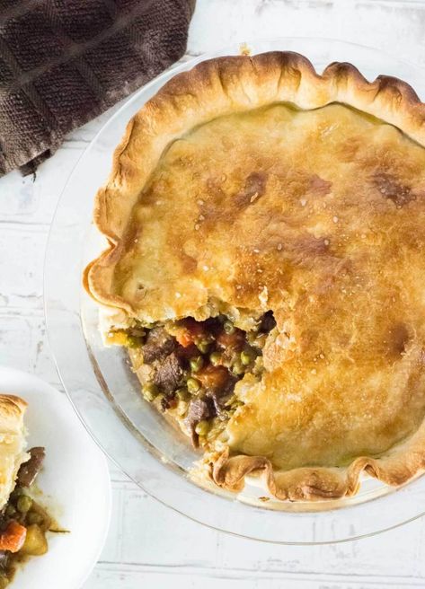 Venison Pot Pie, Meat Pot Pie, Red Wine Mushrooms, Venison Casserole, Venison Pie, Wine Mushrooms, Kitchen Budget, Double Pie Crust, Venison Tenderloin