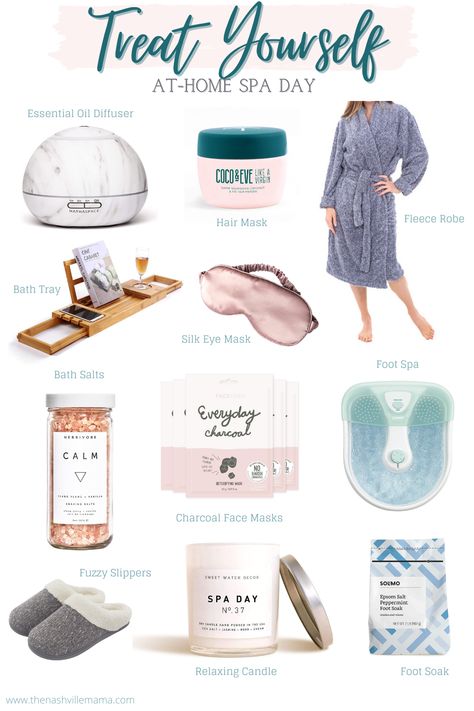 Budget friendly items for the perfect at home spa day! #spaday #aromatherapy #spa #relax #relaxation Perfect Spa Day At Home, Spa Essentials List, Diy Home Spa Ideas, Home Spa Ideas Decor, Diy Spa At Home, Perfect Day Ideas, Selfcare At Home, Home Spa Products, Spa Products Packaging