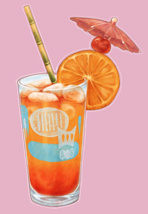 Mai Tai Reference (Cocktail - Tiki Drink) Tiki Drink, Tiki Cocktail Tattoo, Tiki Drink Garnish, Unique Tiki Cocktails, Tiki Drink Illustration, Vintage Tiki Illustration, Bamboo Background, Painted Bamboo, Tiki Drinks