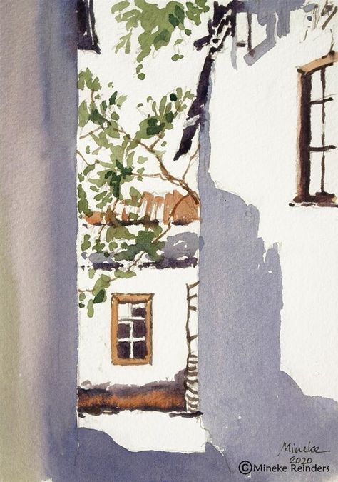 Akvarel Illustration, Arch Sketch, Book Mood, Art Houses, Paintings Easy, Illustration Kunst, Watercolor Art Landscape, Watercolor Architecture, Diy Watercolor Painting