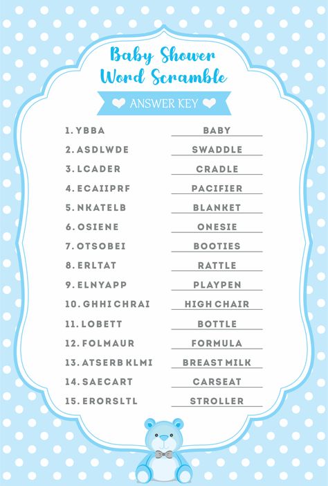 Baby Shower Scramble, Baby Word Scramble Answers, Key Printable, Baby Shower Word Scramble, Unscramble Words, Free Printable Baby Shower Games, Baby Shower Wording, Baby Word Scramble, Free Baby Shower